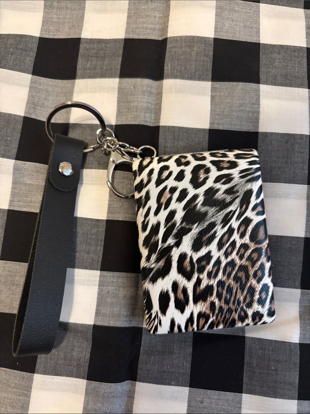 Leopard Print mirror  Wristlet - Black/Brown